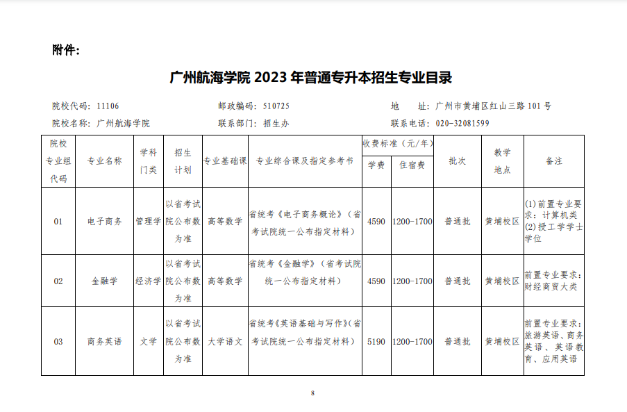 2023年广东专升本（专插本）19所公办招生院校报考专业限制汇总
