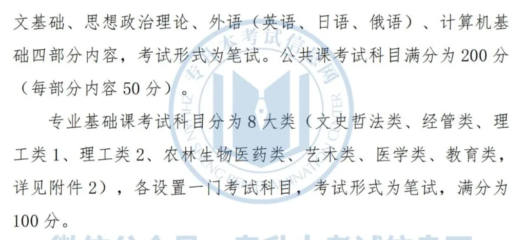 各省份统招专升本考试科目汇总